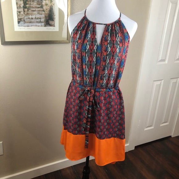 Bar III Dresses & Skirts - Bar III Mixed Print Halter Neck High Low Dress